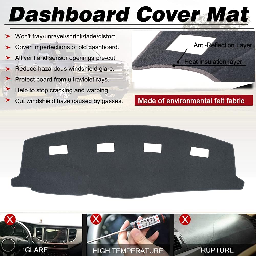 BLIBLIUNIT Dashboard Cover Dash Mat Pad Custom Fit for 2006-2008 Dodge Ram 1500 2500 3500,2009 Ram 2500 3500 4500 5500,2010 Ram 4500 5500 Without Cutout for Dash Speakers (06-08 Dark Gray)