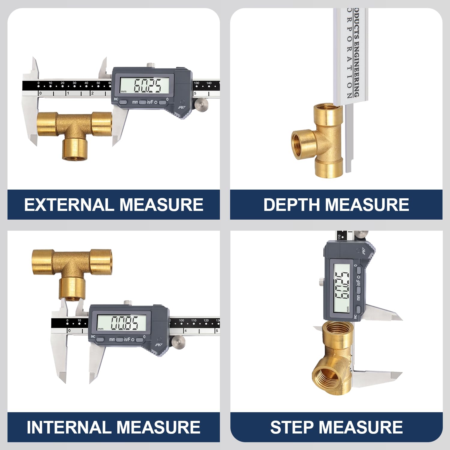 PEC Tools Digital Caliper & 4R Rule - Precision Measurement -3