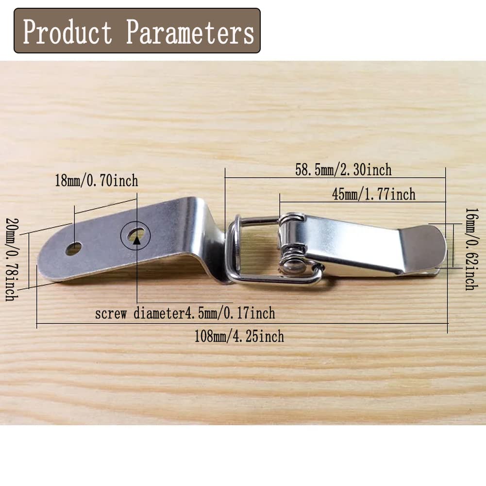 Loquet à Ressort 9 Pièces En Acier Inoxydable à Bascule Pour Boîte à Outils, Tiroir, Armoire Et Coffre Avec Anneau De Verrouillage - Bricolage