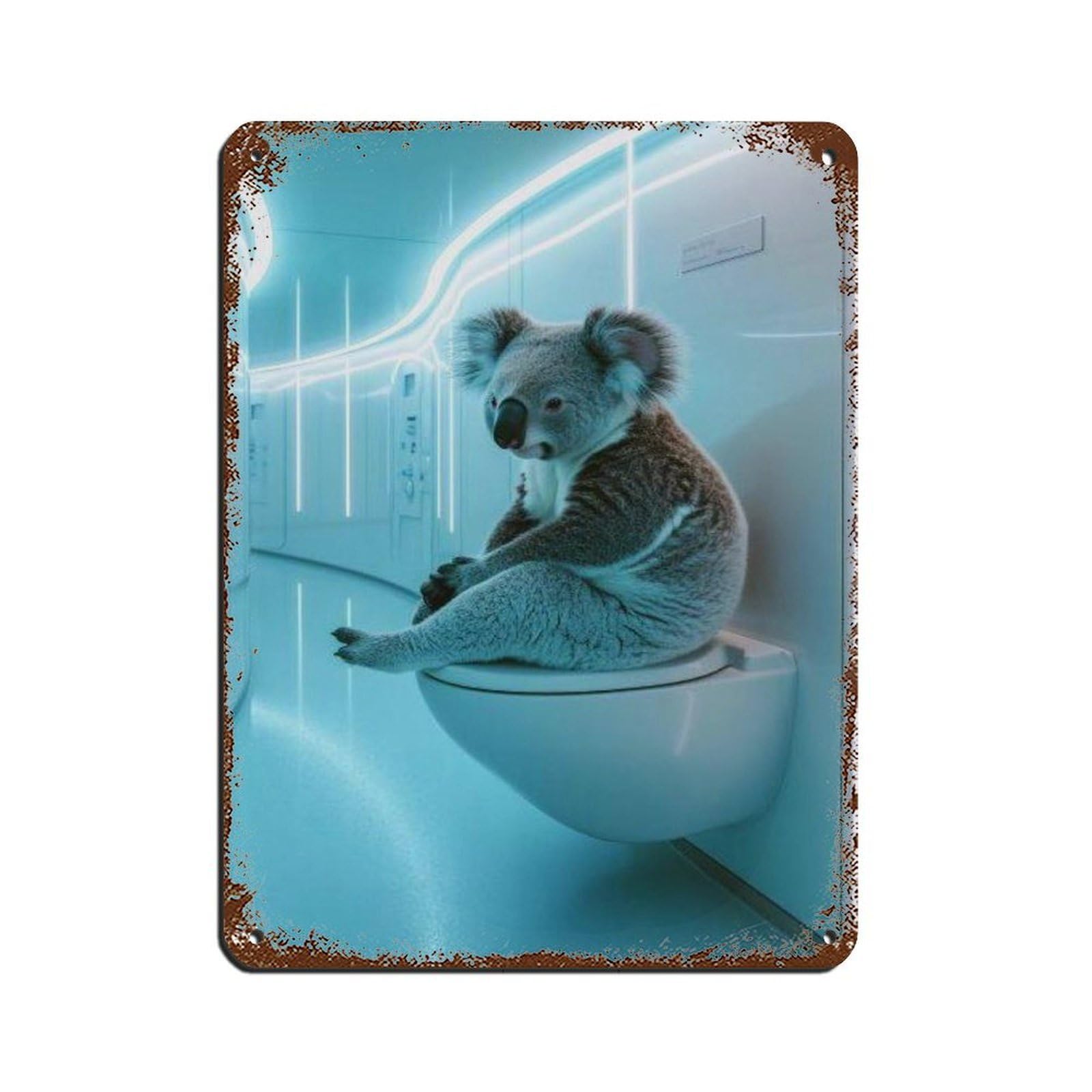 Futuristic Koala Whimsical Bathroom Retro Poster Metal Tin Sign Chic Art Retro Iron Painting Bar People Cave Cafe Family Garage Poster Wall Decoration 12x16inch(30x40cm)