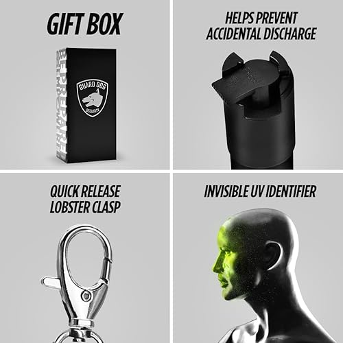 Miniatura 6 de Guard Dog Security, llavero con aerosol de gas pimienta, fórmula no letal 2 en 1, 12 onza, con funda de piel, color a elección