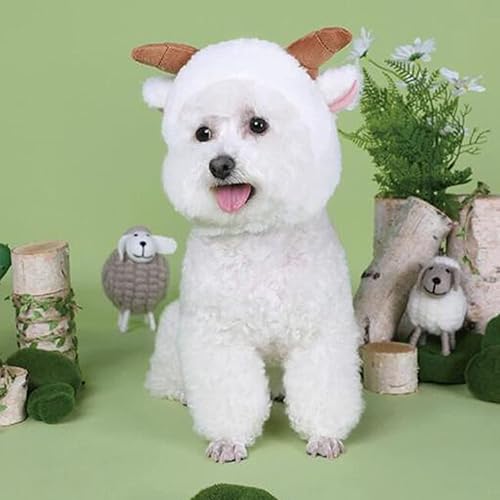 Miniatura 5 de Gorro de felpa para mascotas, disfraz de perro a la moda, sombrero de punto compatible con ovejas de Navidad, talla L