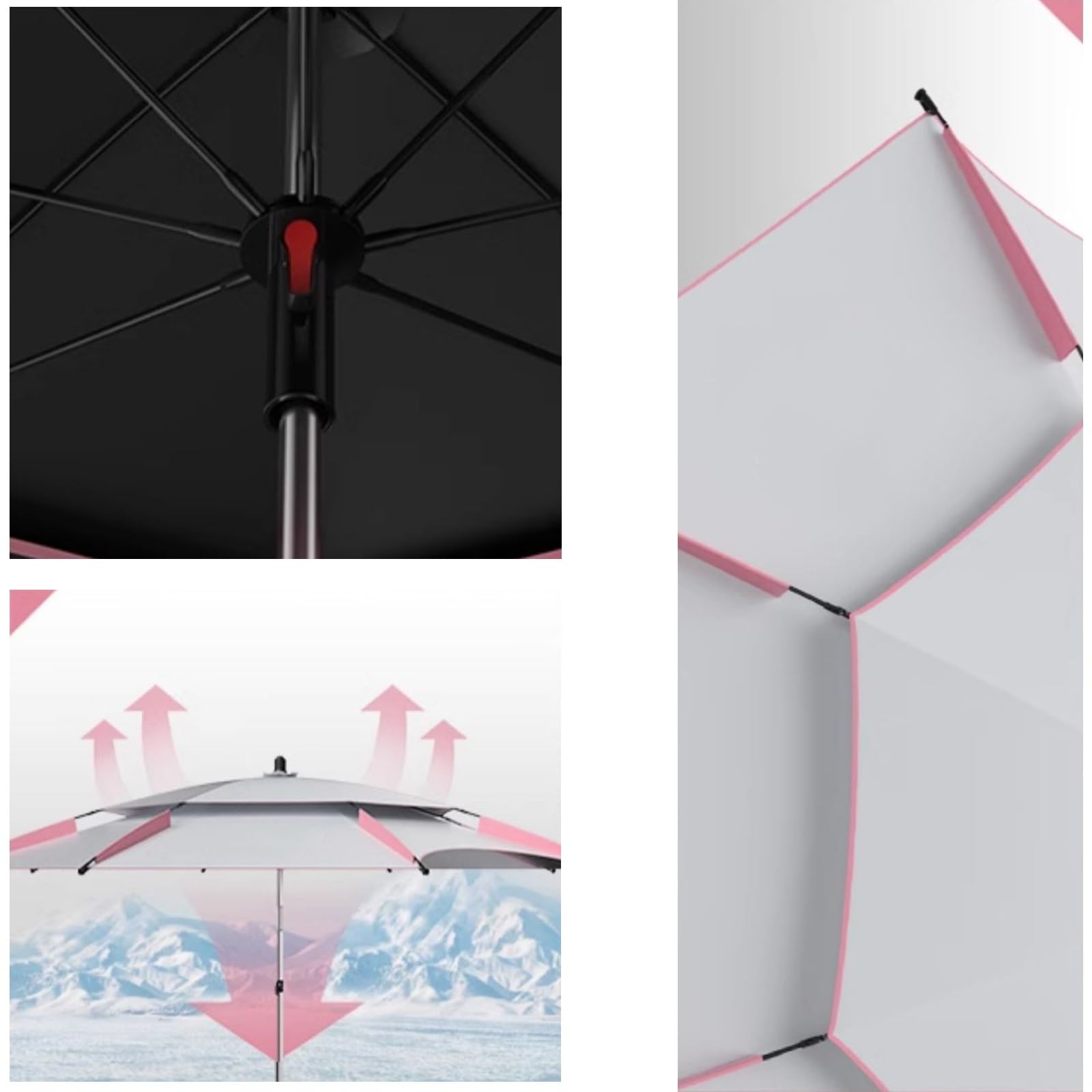 Parasol wędkarski, parasol przeciwsłoneczny na zewnątrz, korba i solidne żebra z kotwicą piaskową torba transportowa parasol stołowy, odporny na wiatr, trwały