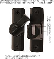 Vista 4 de Pestillo de puerta de granero con diseño de actualización de 90/180 grados, pestillo de puerta corredera, cerrojo de seguridad de ángulo