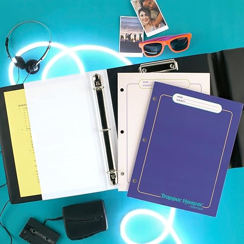 Miniatura 4 de Anotador Trapper Keeper de Mead, diseño retro, archivo de 1 pulgada con carpetas y bolsillos, para hojas de 21,6 cm x 27,9 cm, salpicaduras de