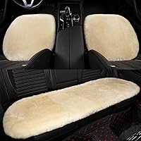 Vista 15 de LLB Fundas de asiento acolchadas de piel de oveja genuina para coches, camiones, SUV, protector de asiento cómodo, almohadilla para el asiento