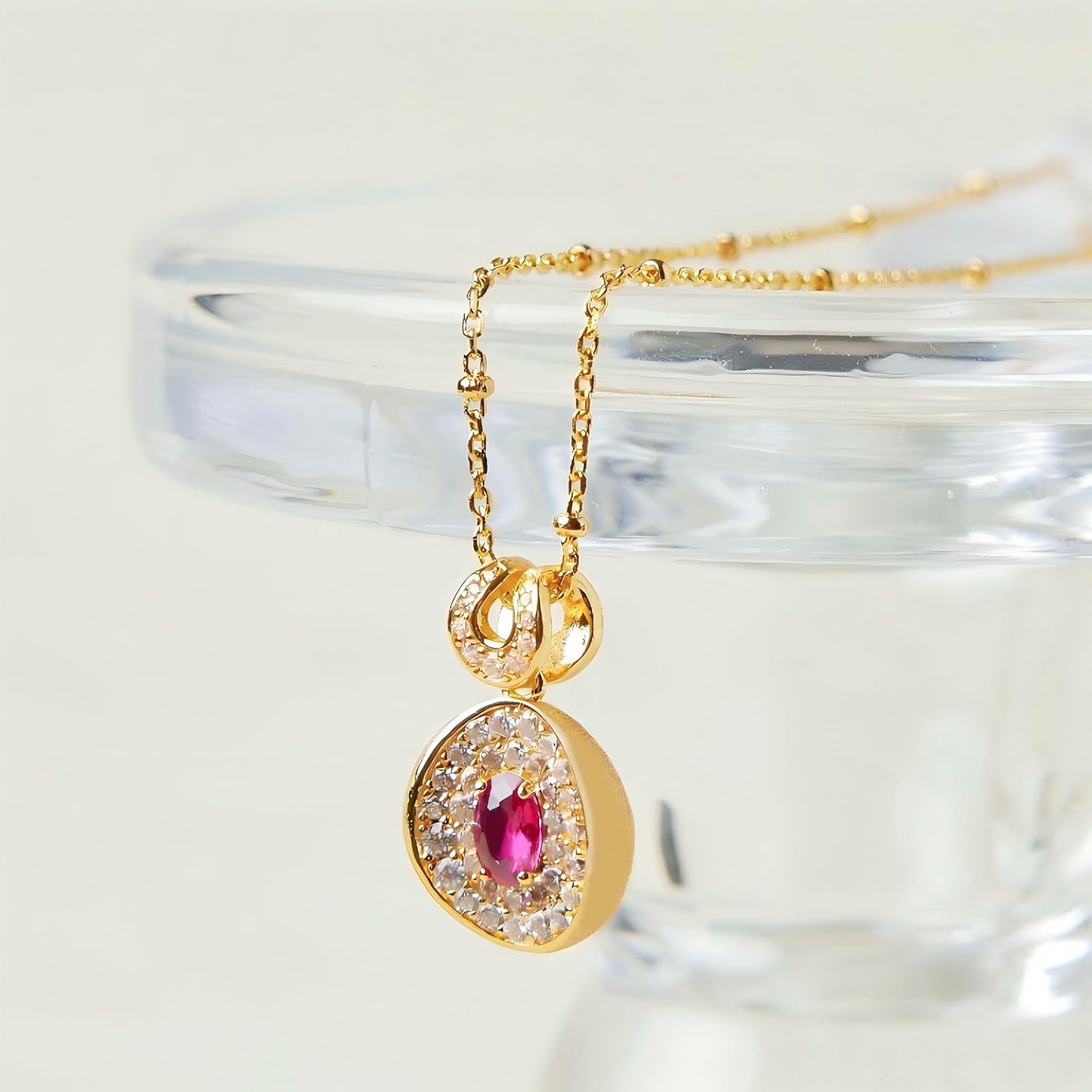 Gold Necklace for Woman, 18K Gold Plated Pendant Necklace, Elegant Cubic Zirconia Pendant, A Stylish Gift for Birthdays, Anniversaries, and Other Occasions. Adjustable Length. Includes Gift Packaging. - Image 4