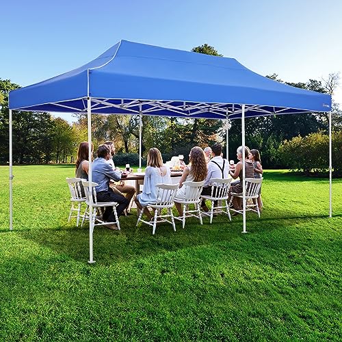 Image of HOTEEL 10x20 Heavy Duty Pop Up Canopy Tent Outdoor Canopy Tent for Parties, Commercial Instant Waterproof Wedding Event Gazebos with Roller Bag, UV 50+Portable Shelter, Thick Hexagonal Legs, Blue
