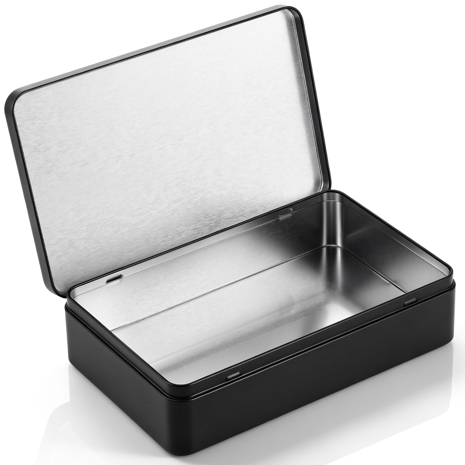 Hotop 1 Pack 8.5 x 5.3 x 1.9 Inch Metal Tins with Lid Storage Box,Black