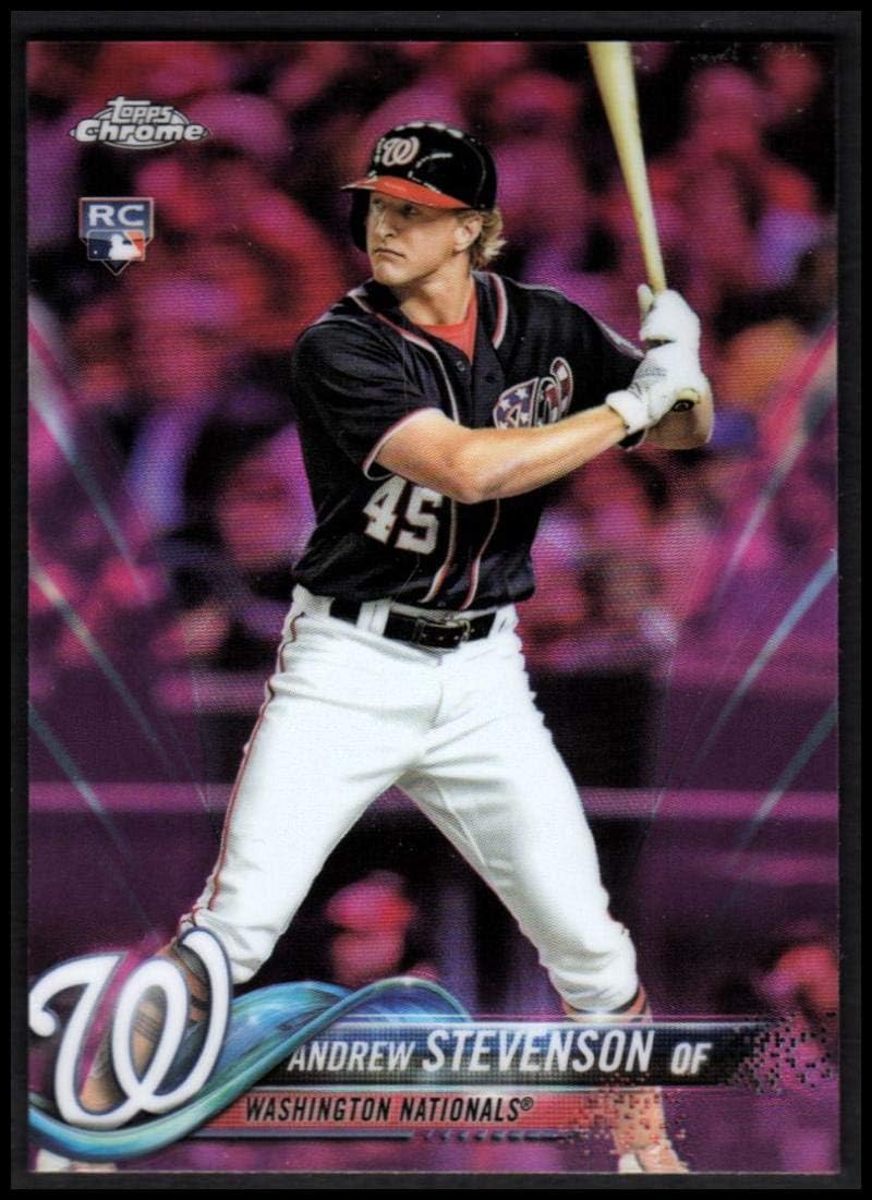2018 Topps Chrome Refractors Pink #198 Andrew Stevenson Nationals MLB Baseball Card NM-MT
