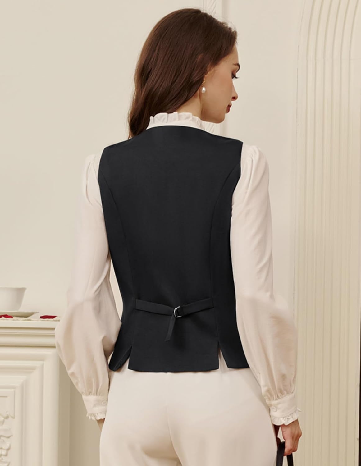 Belle Poque Sleeveless Vest Tops for Women 2026 Dressy Lightweight V Neck Button Suit Waistcoat Vests with Pockets - Image 5