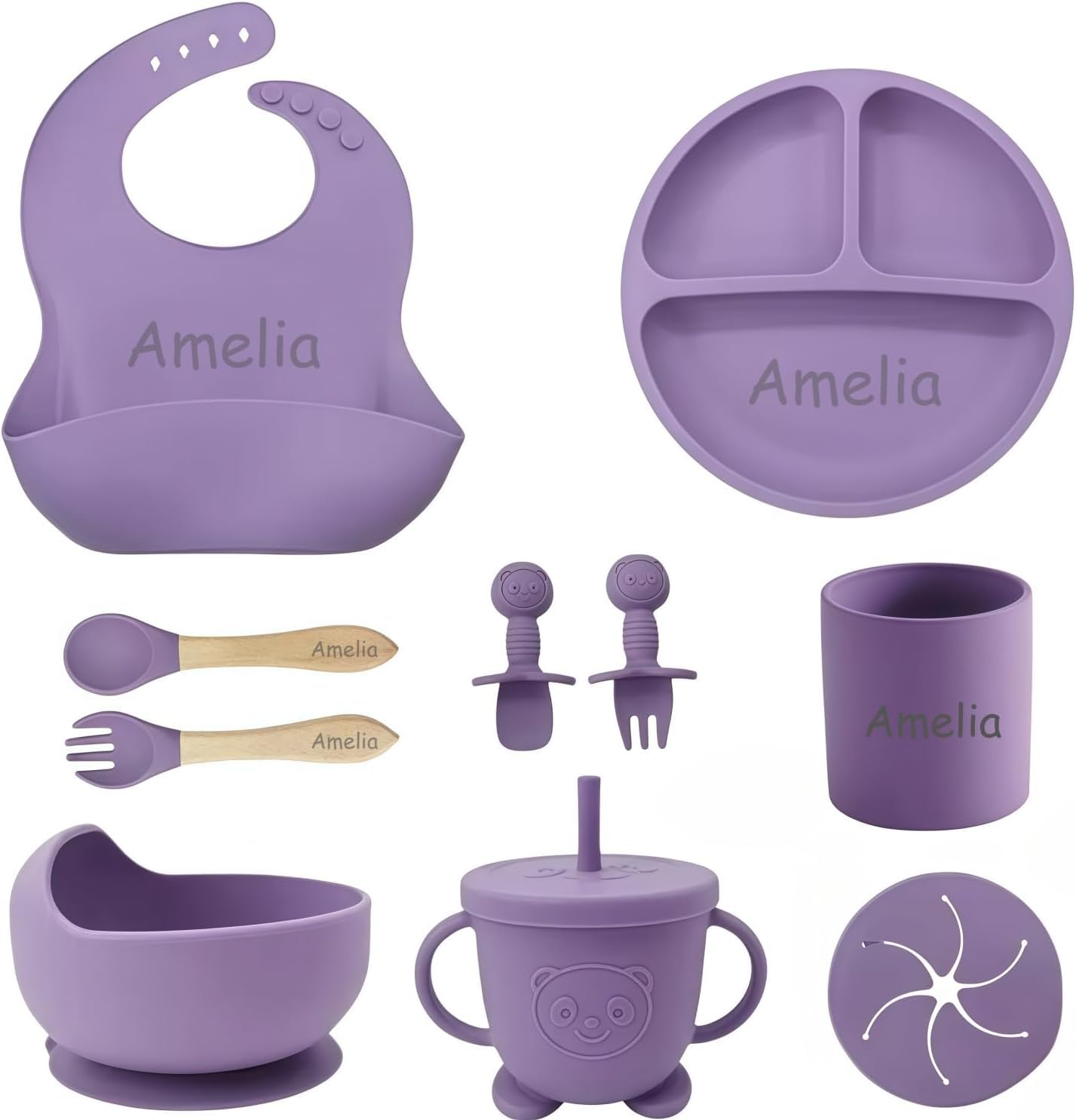 Personalized Silicone Suction Plates for Baby, Custom Toddlers Spoon and Fork Set with Name — A Thoughtful Birthday Gift for Boys & Girls — image 1