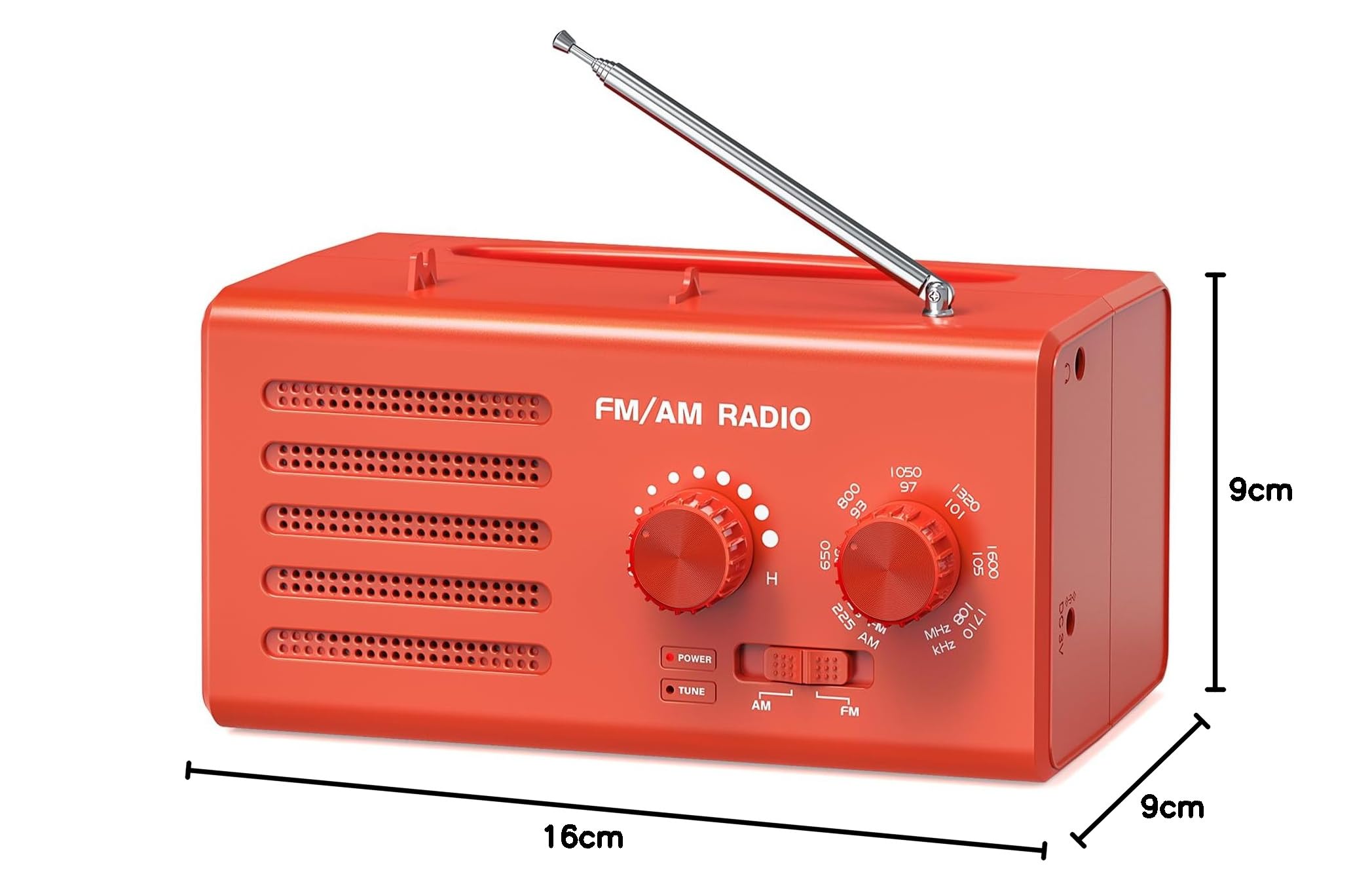 Radio a Transistor AM FM - Radio Portatile con Migliore Ricezione Altoparlante Integrato per Cuffie Radio Alimentata Tramite USB/Alimentazione a Batteria per Casa/Esterno/Emergenza(Rosso)