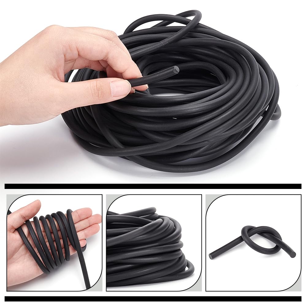 Cordón Elástico Tubular De PVC De 3mm - 27 Yardas + Cierres De Plástico Para Manualidades, Tejido Y Reparaciones