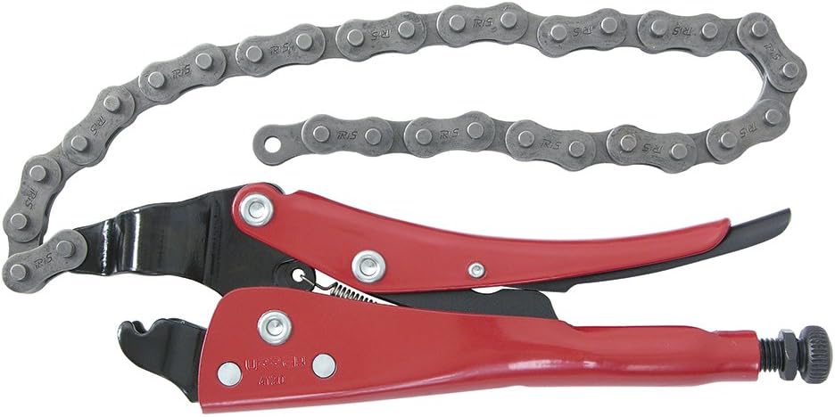 URREA Locking Pliers - 9-7/8" Adjustable Chain Plier with 6-19/64” Jaw Capacity & Durable Epoxy Coating - 4120