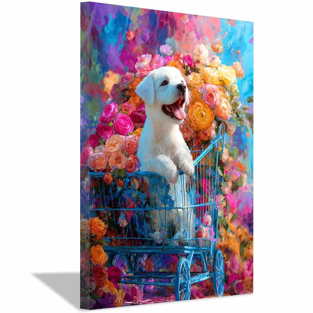ZAMAEIU Pies Wall Prints Wall Prints Wall Poster Photo For Home Living Room Bedroom Corridor (Multicolor)-30x50cm Framed