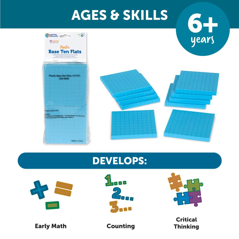 Learning Resources Barras De Plástico Base Diez Con Ranuras – Set De 50 Varillas De 10cm Para Aprender Matemáticas – Recurso Didáctico Para Primaria