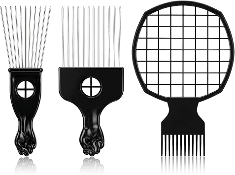 3 Pcs Twist Comb,Hair Sponges for Black Men,Afro Curls Hair Pick and Twist Comb for Men Women Wig Braid,Curly Hairs Detangling,Styling and LiftingBlack