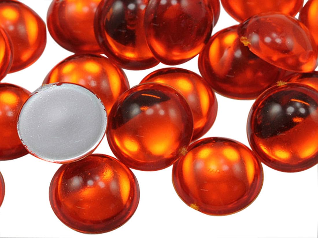 Allstarco Orange Hyacinth .Hc 11Mm Flat Back Acrylic Round Cabochons Plastic Pearl Gems For Jewelry Making Costume Making Cosplay Jewels Embelishments - 50 Pieces