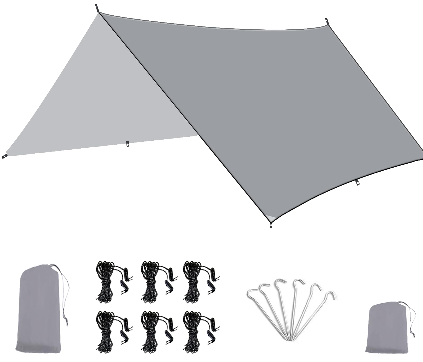 KOIUEYW Bâche de tente de camping, imperméable, 3 x 3/3 x 4 m, ultra légère, avec œillets, anti-UV, neige, pluie, protection solaire, pour camping, pique-nique, randonnée, hamac, activités de plein