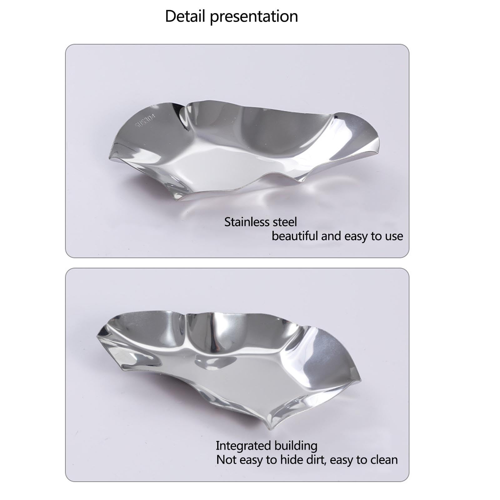 Montesy Set of 6 Elegant 304Stainless Steel Oysters Dishes Portable Serving Plate Suitable for Seafood Serving and Dipping Sauce