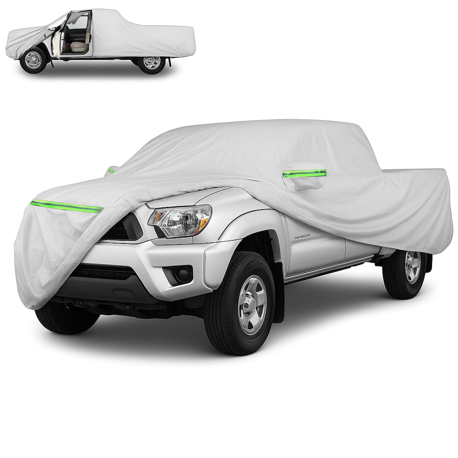 Autoabdeckung für Pickup - Dupont Oxford Ganzgarage für Pickup, Wetterfest, UV-Beständig, Rundum Schutz für Alle Jahreszeiten, Passend für Gängige Pickups wie Hilux, Ranger, Navara, Amarok, Grau
