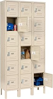 Global Industrial Six Tier Locker, 12x18x12, 18 Door, Unassembled, Tan