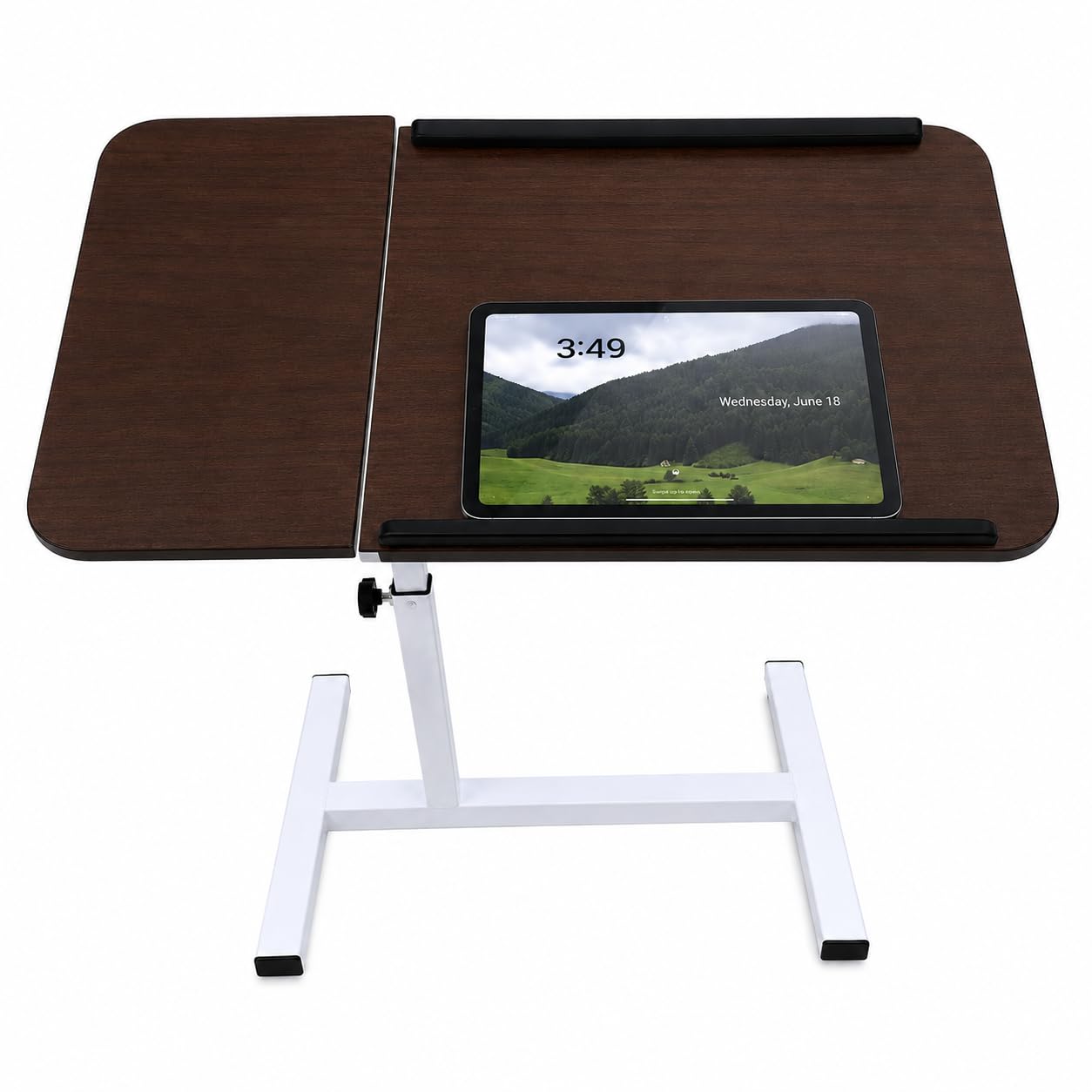BURAKH 2-in-1 Adjustable Height Office Desk with Moveable Top, Compact & Portable with Wheels - Ideal for Home, Office & Outdoor Use, Lightweight & Ergonomic Design for Back Pain Relief (Dark brown)