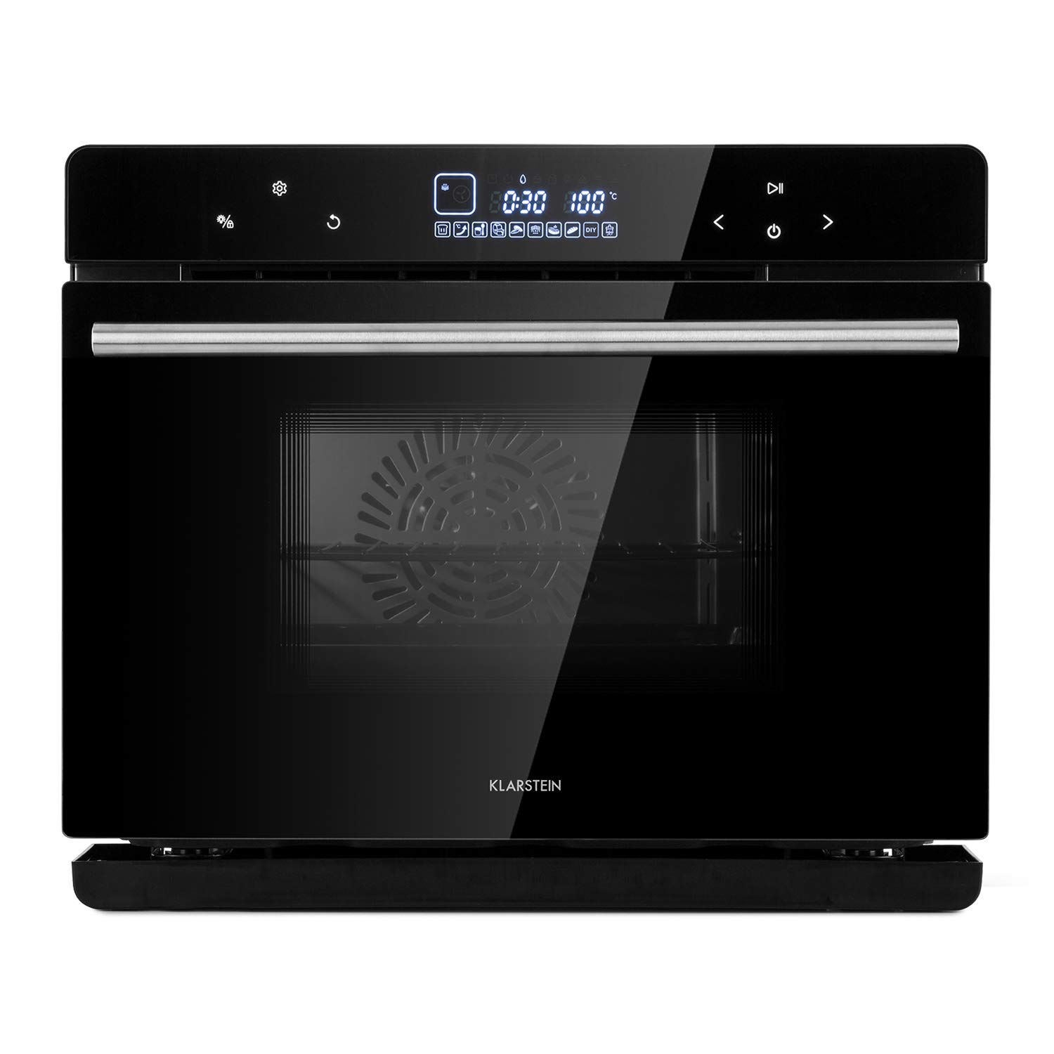 Klarstein MasterFresh Four à vapeur - Cuisinière à vapeur, 24L, 230°C, Réservoir d'eau de 1,4L, Cuisson vapeur: 1100W, Four: 1900W, TouchControl, cuisson vapeur, cuisson et séchage, noir