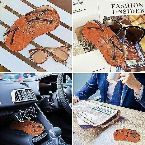 Image of Soft Leather Sunglasses Bag Soft Sunglasses Pouch Leather Glasses Case Holder Portable Eye Glass Holder for Women Outdoor Carrying Travel