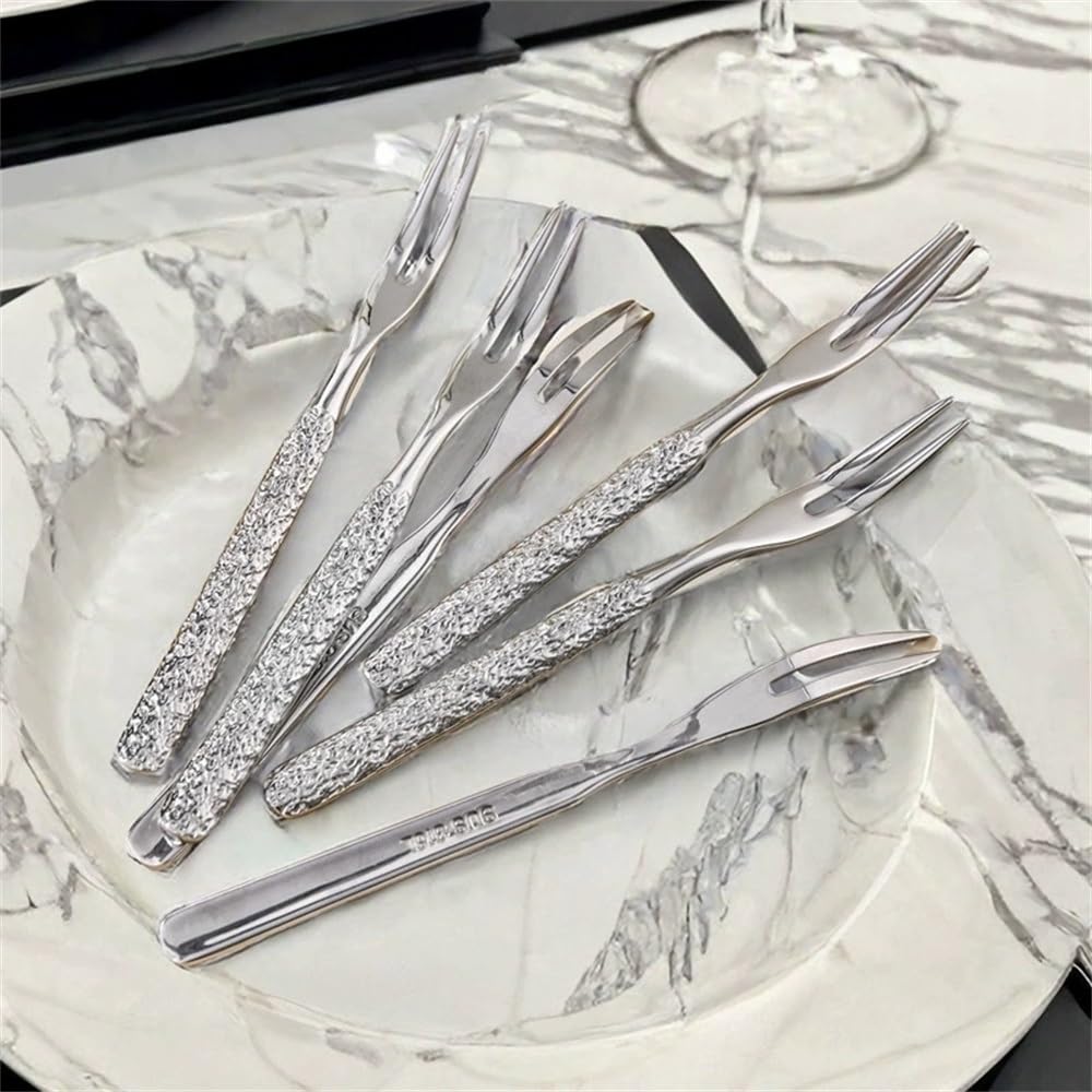 LYVQZPWLRcuchara de Acero Inoxidable, Tenedor de Fruta, 6 Piezas, for el hogar, Tenedores de Fruta, Tenedores de Postre, Tenedores Ligeros for Postre, Pastel, Fruta