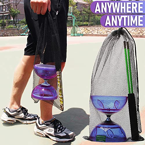 Image of Bodyrhythm 5 Bearings Chinese Diabolo Yoyo Set with Fiberglass Sticks, Adjustable Strings for All Ages - Best for Fitness and Tricks (Purple)