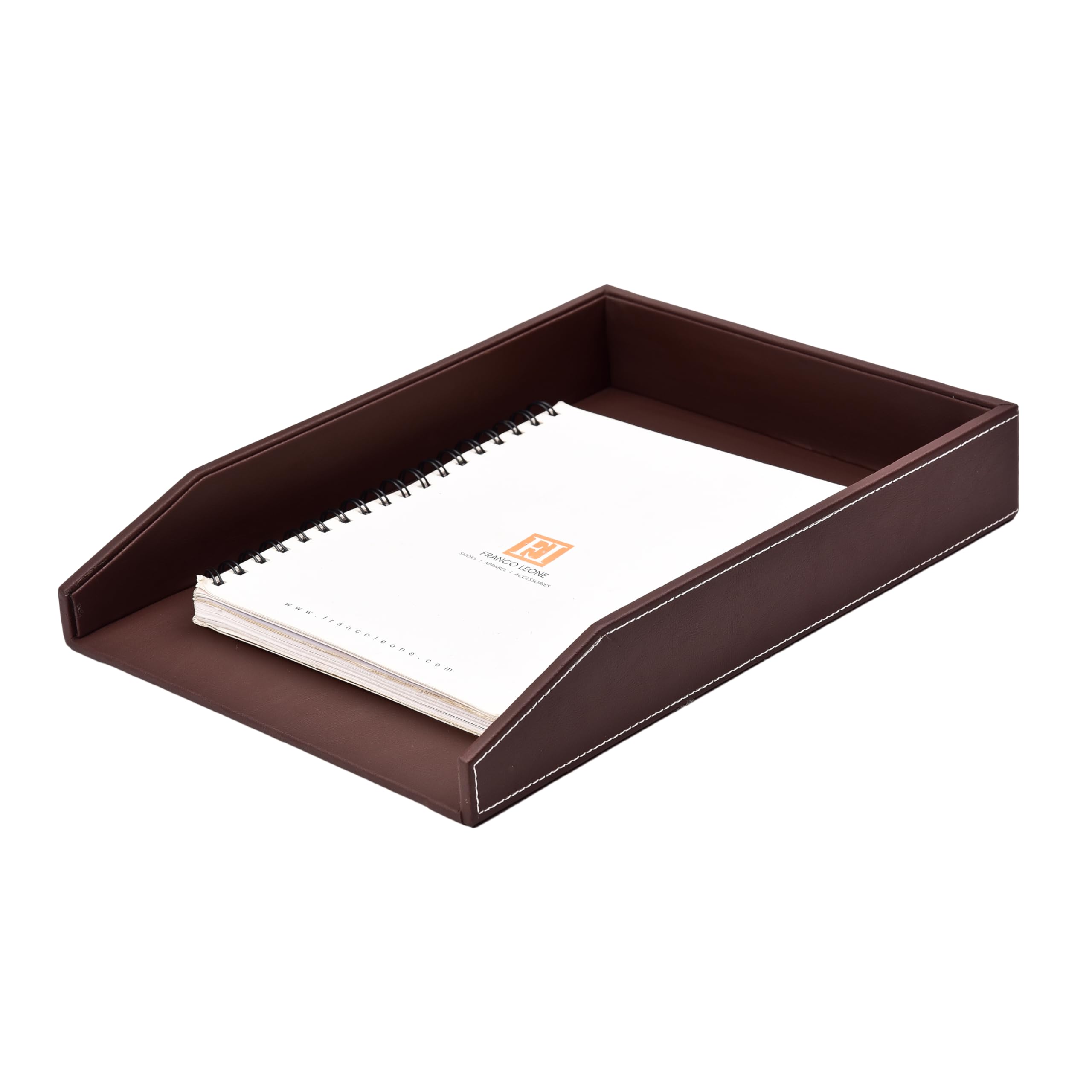 Rectangular Leather A4 Office Paper Tray Page Holder File Holder Stackable Letter Document Holder Jewelry Display Tray For Home Study Room Desk Organiser (Brown taper)-image-39