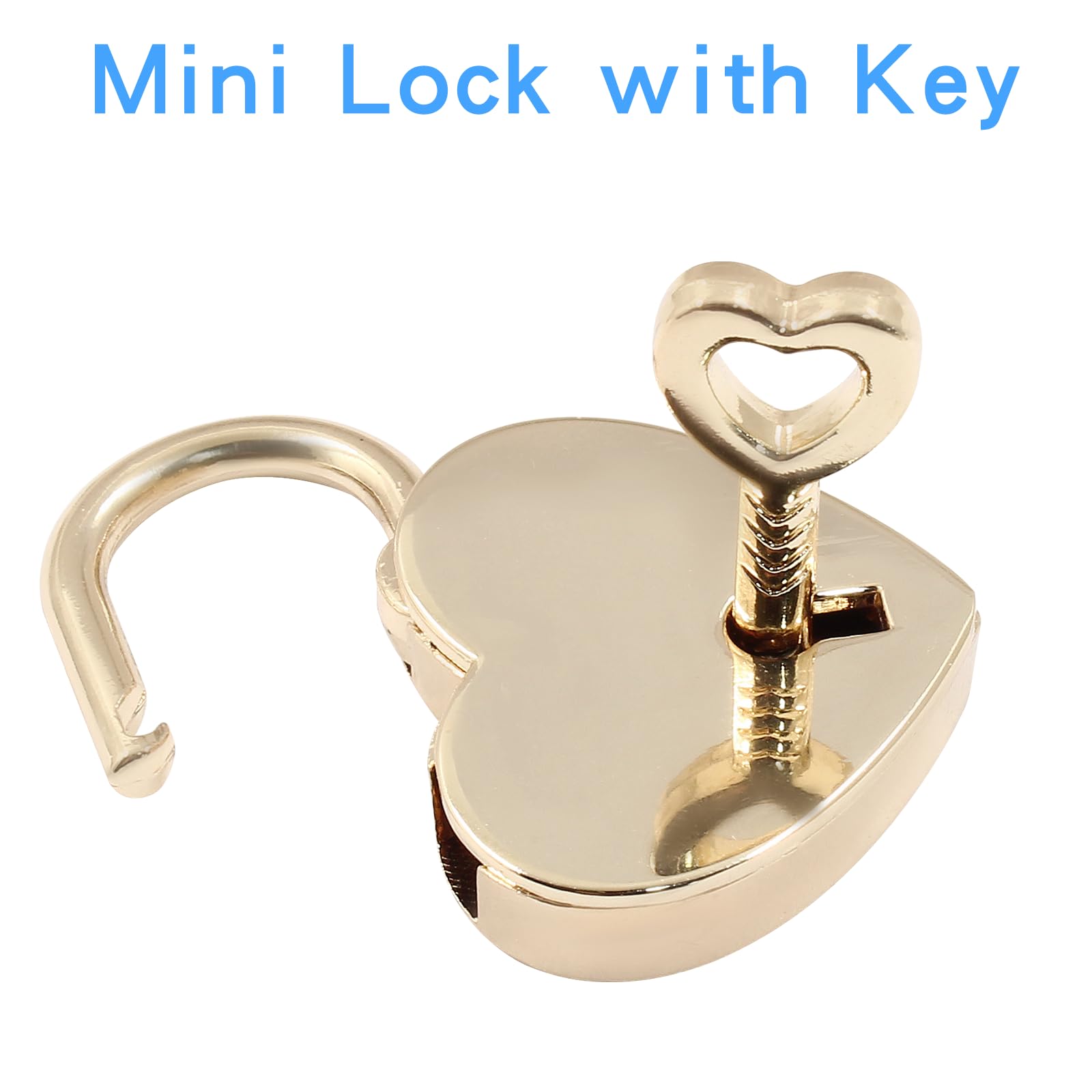 Piutouyar 3 Pcs Heart Shaped Lock, Gold Metal Padlock, Small Cute