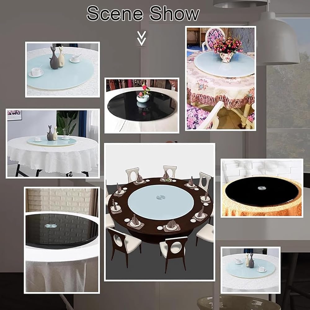 Obrotowy stolik Lazy Susan ze szkła hartowanego, obrotowa taca do serwowania Lazy Susan, obrotowa taca ozdobna, z obrotowym systemem wspomagania, talerz do serwowania obraca się płynnie (rozmiar