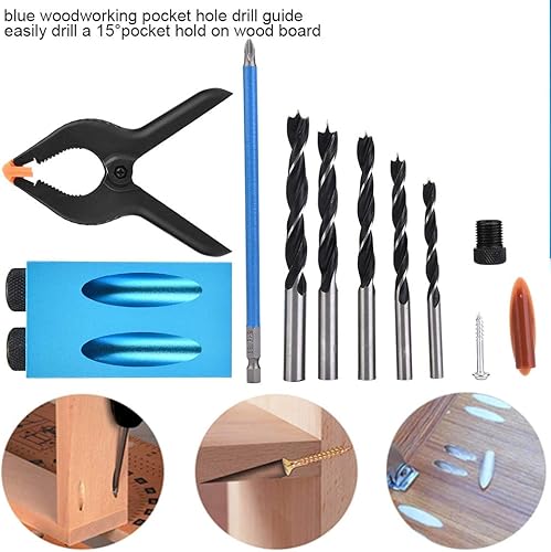 Miniatura 2 de 34 unids doble agujero de bolsillo que une Jig Kit 15° carpintería taladro oblicuo conjunto posicionador herramienta localizador para taladro de