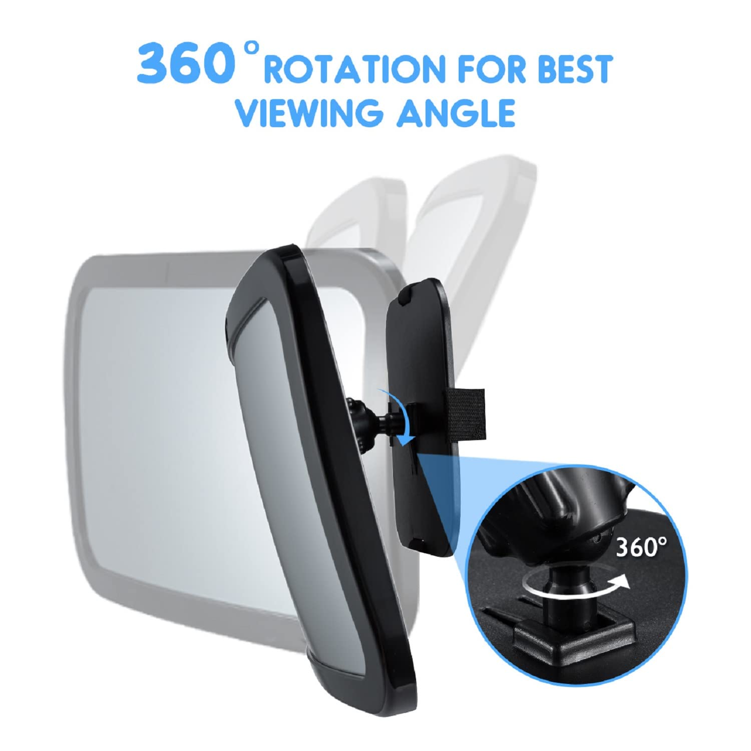 Espejo de coche de bebé para asiento trasero, espejo de coche ajustable con vista trasera, seguro para conducir y monitor para ver bebés con cara trasera, niños y niños