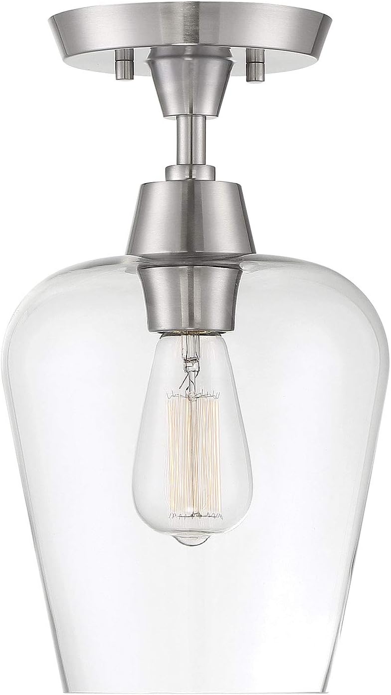 Savoy House 6-4037-1-SN Octave 1-Light Semi-Flush in a Satin Nickel Finish (8" W x 14" H) - - 