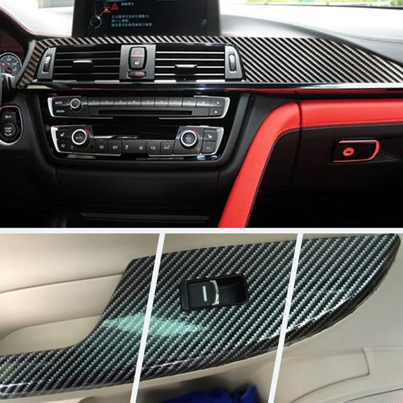 SIA VENDORS 5D Car Carbon Fiber Vinyl Wrap Roll, Self-Adhesive Film Sticker for Cars and Motorcycles, 3D carbon Fiber Interior/Exterior DIY Decoration (5D Black, 12 X 24 Inch)