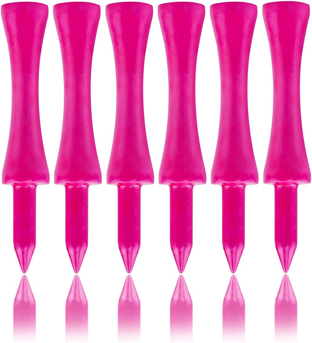 Bamboo Golf Tees Pink 60MM Pack of 100 Non Plastic Long Castle Golf Tees Biodegradable Sustainable