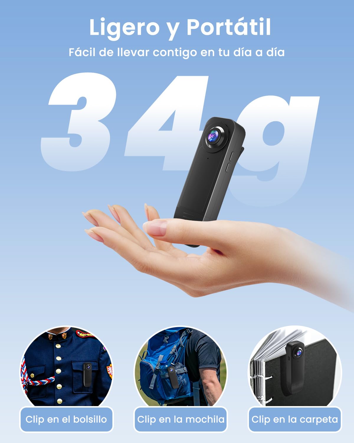 Bextgoo Mini Camara Espia sin WiFi, 1080P Body CAM con TF de 64 GB Bodycam | camara espia bateria larga duracion 1000mAh, camara corporal Visión Nocturna y Detección de Movimiento