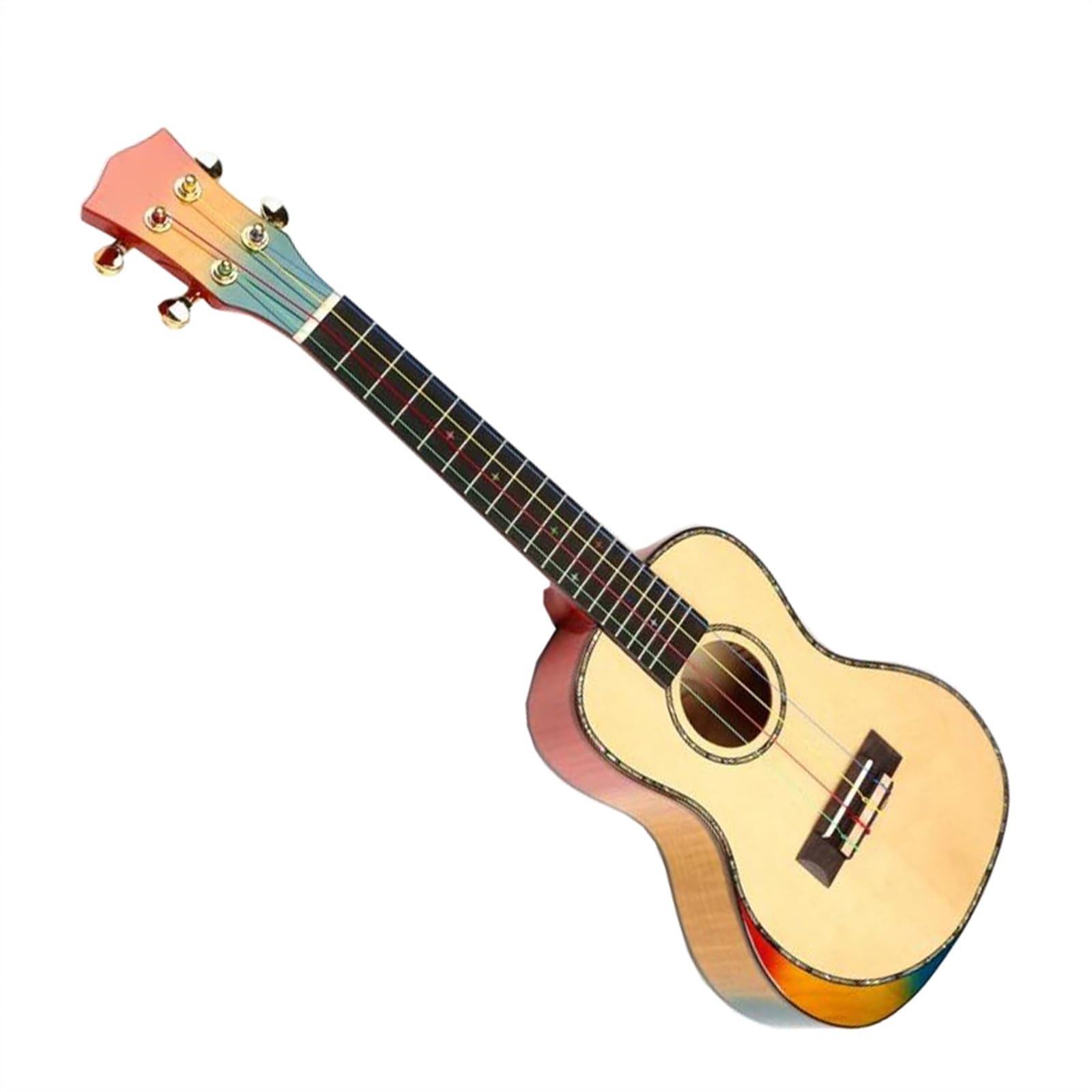 24-Zoll-Akustik-Konzert-Ukulele Mit Massiver Flame-Ahorn-Decke, Flame-Ahorn-Korpus Ukulele für Anfänger (Color : A)