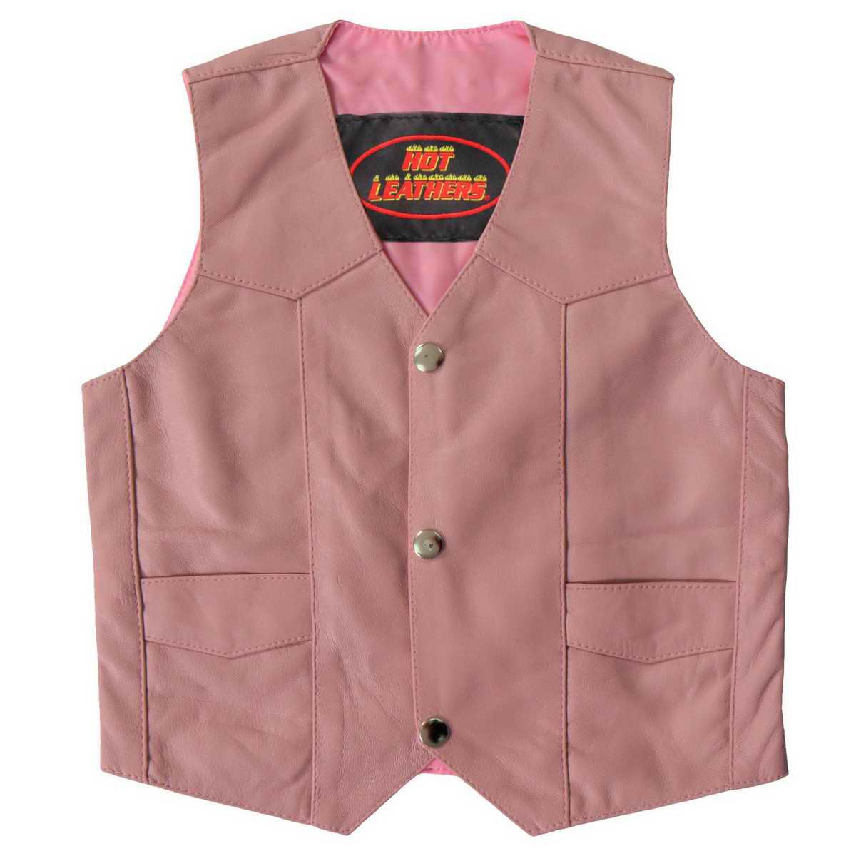Hot Leathers VSK1003 Girls - Kids Pink Leather Toddler Biker Vest - Small