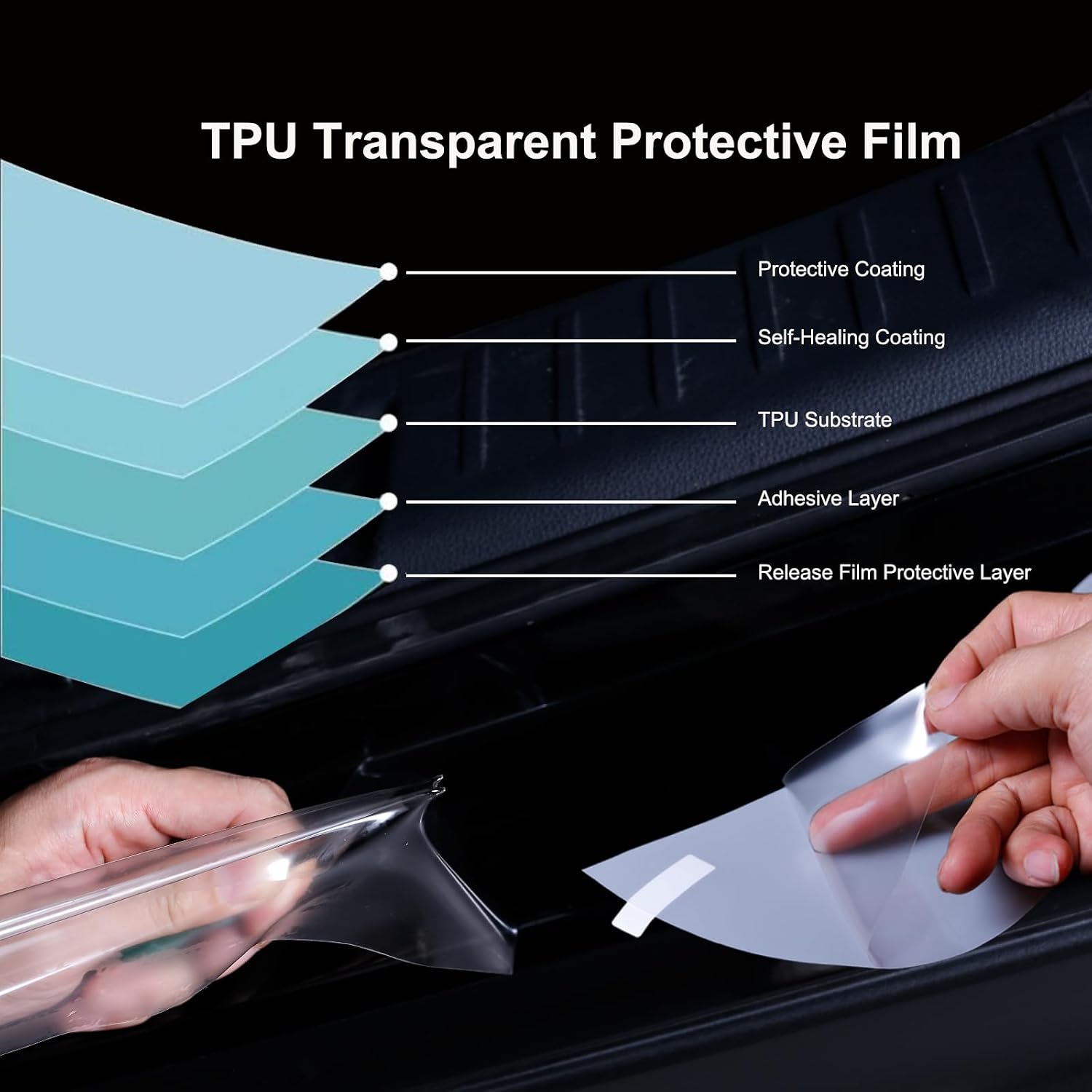 Car Rear Bumper Protector 8.5 Mil Clear PPF Film for Car Paint Protection, Universal Door Entry Edge Guard & Scuff Plate Protector, Invisible Anti-Scratch Door Step Wrap for Cars, SUV, Trucks