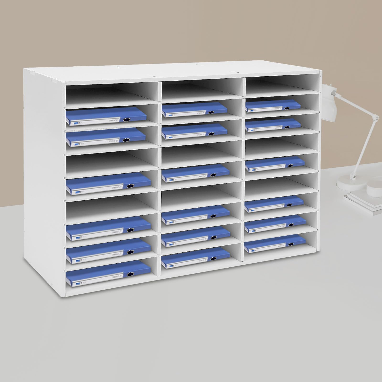 PVC Literatur Organizer Dokumentenablage Mit 27 Fächern 80 * 30.7 * 55.1cm Aktensortierer Briefablage Dokumentenlager 50kg Tragfähigkeit Weiß Aufbewahrung Für Büro Klassenzimmer