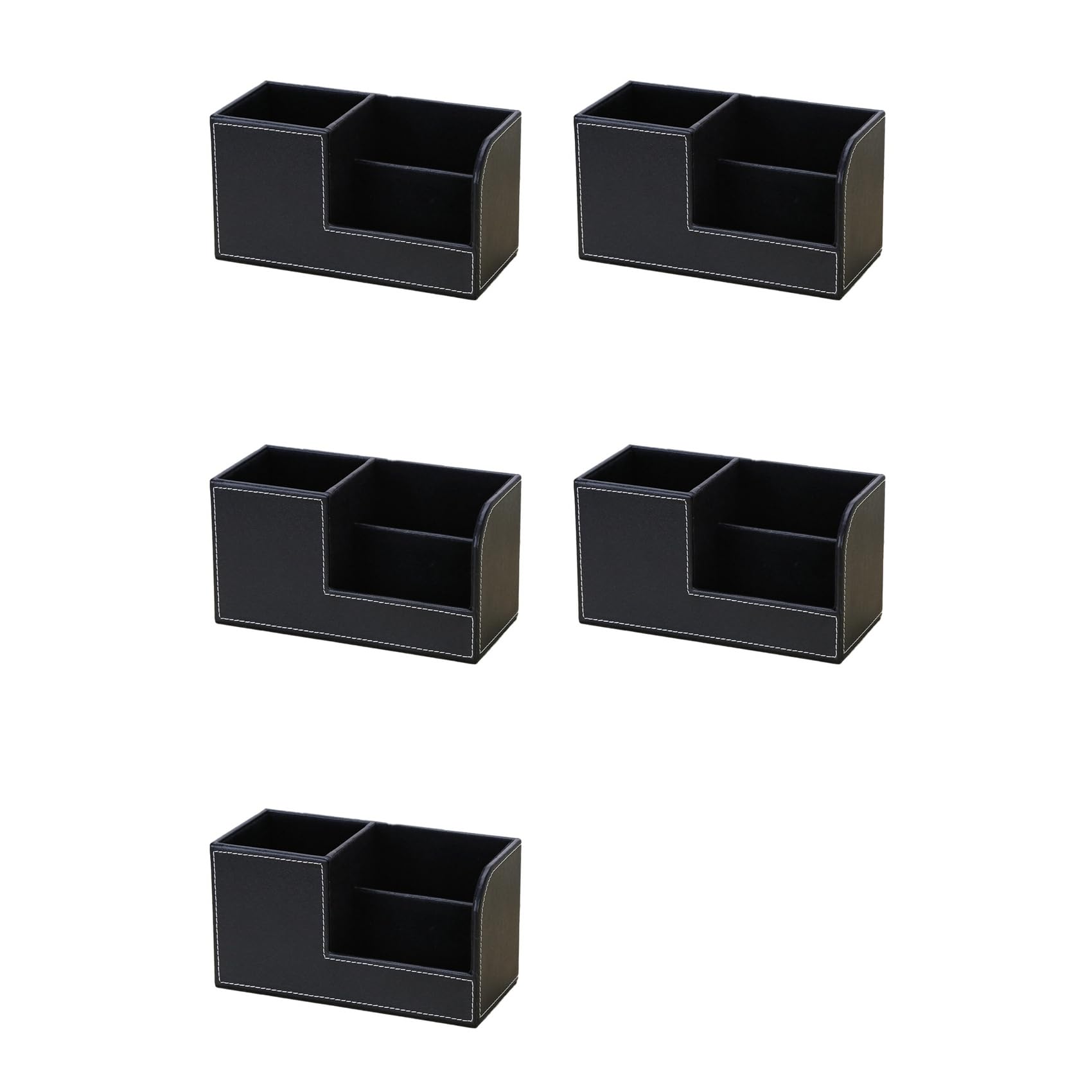 Aundhegrtt 5X Leather Desk Organizer, Supplies Holder Desktop Stationery Storage Box for Business Card, Pen, Pencil,Remote A