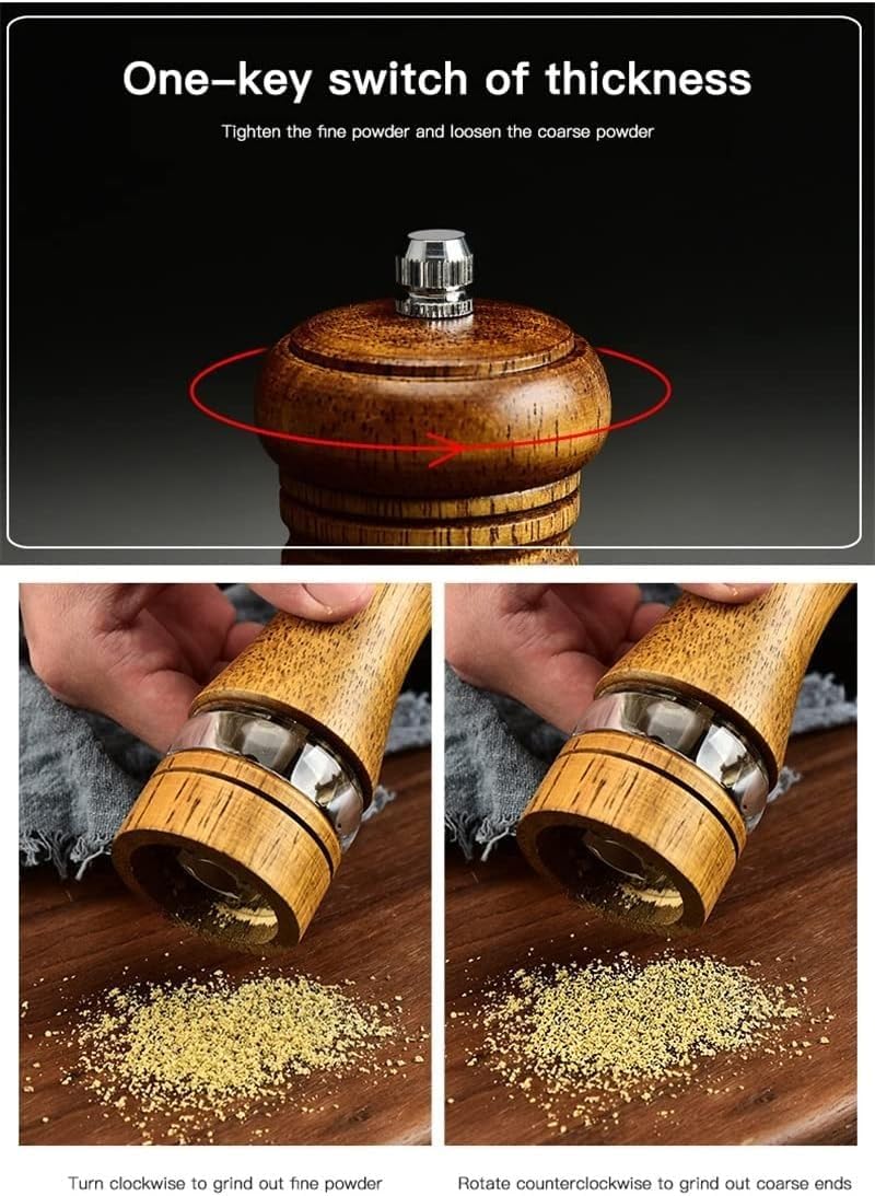 Wooden Salt and Pepper Mill with Wood Holder Manual Pepper Grinder Set Adjustable Ceramic Rotor Seasoning Spice Grinder (Color : C)