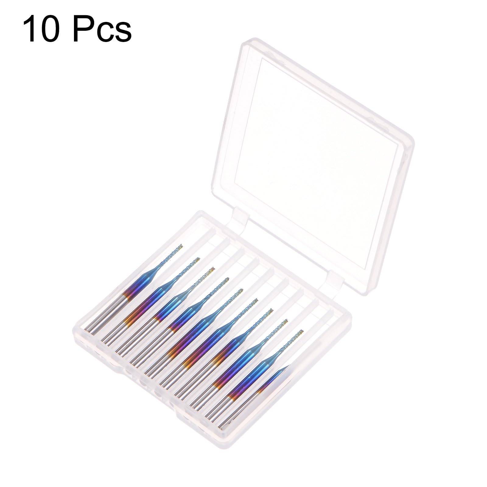 QUARKZMAN 10pcs Fin Fraises CNC Routeur Embouts 1/8" Tige 1mm Bleu Revêtement Tungstène Carbure Fraisage Fraises pour pcB Acrylique Bois Aluminium Métal