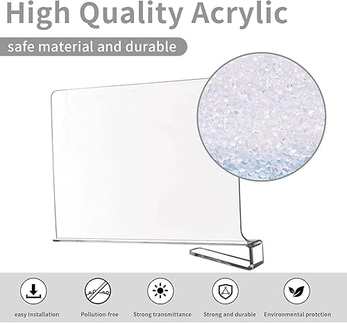 Miniatura 7 de Yunlism Separadores de estantes de acrílico transparente, separadores de estantes transparentes de 8 pulgadas de alto para organización, separador