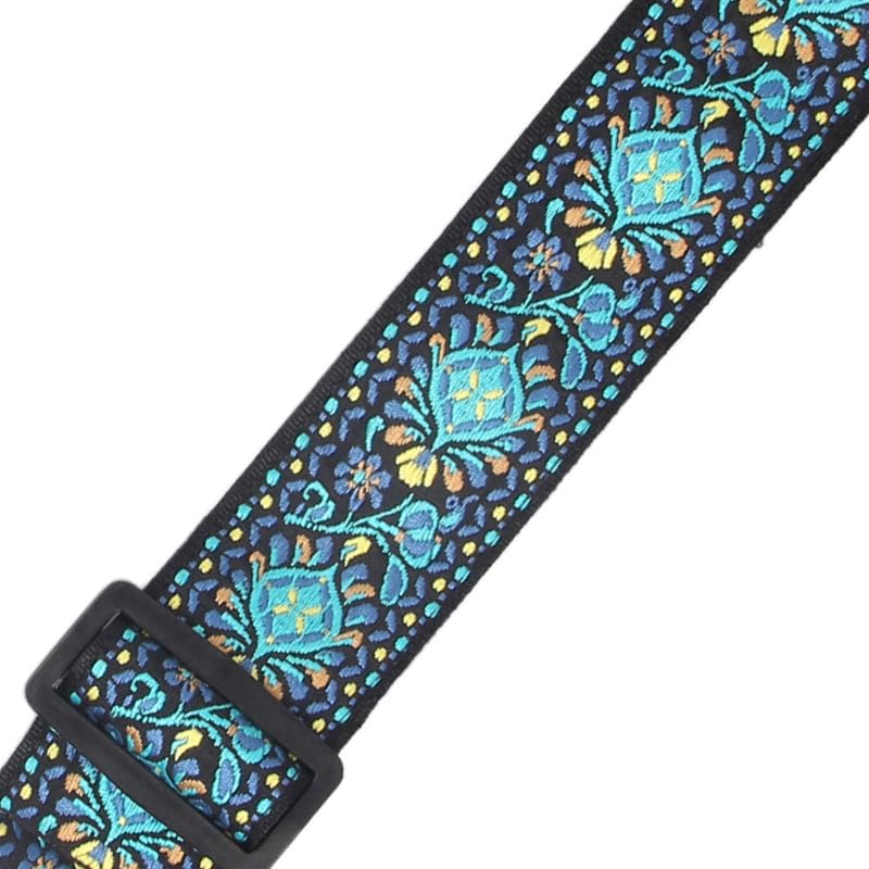OUTFYT Rock Punk Jacquard broderie coton fleur sangle de guitare bleu vert guitare basse électrique longueur réglable 90-140 cm - Les Beatles, Paul McCartney, John Lennon, RIngo Starr, George Harrison OUTFYT Rock Punk Jacquard broderie coton fleur sangle de guitare bleu vert guitare basse électrique longueur réglable 90-140 cm – Image 8
